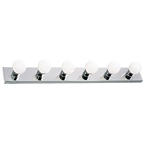  Vanity Lights, 6 Linear Lights, Dimmable, Horizontal 6 Lights Polished Chrome