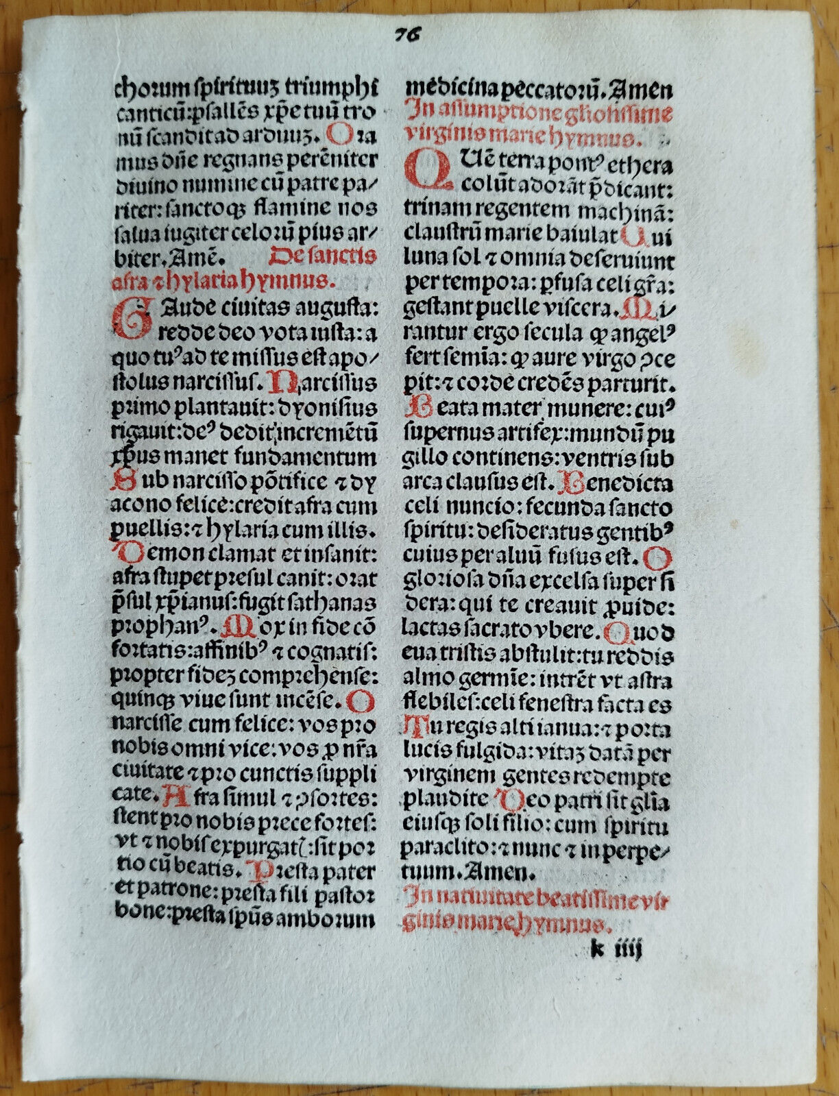 Rubricated Incunable Leaf Brevarium Augsburg (76) - 1495