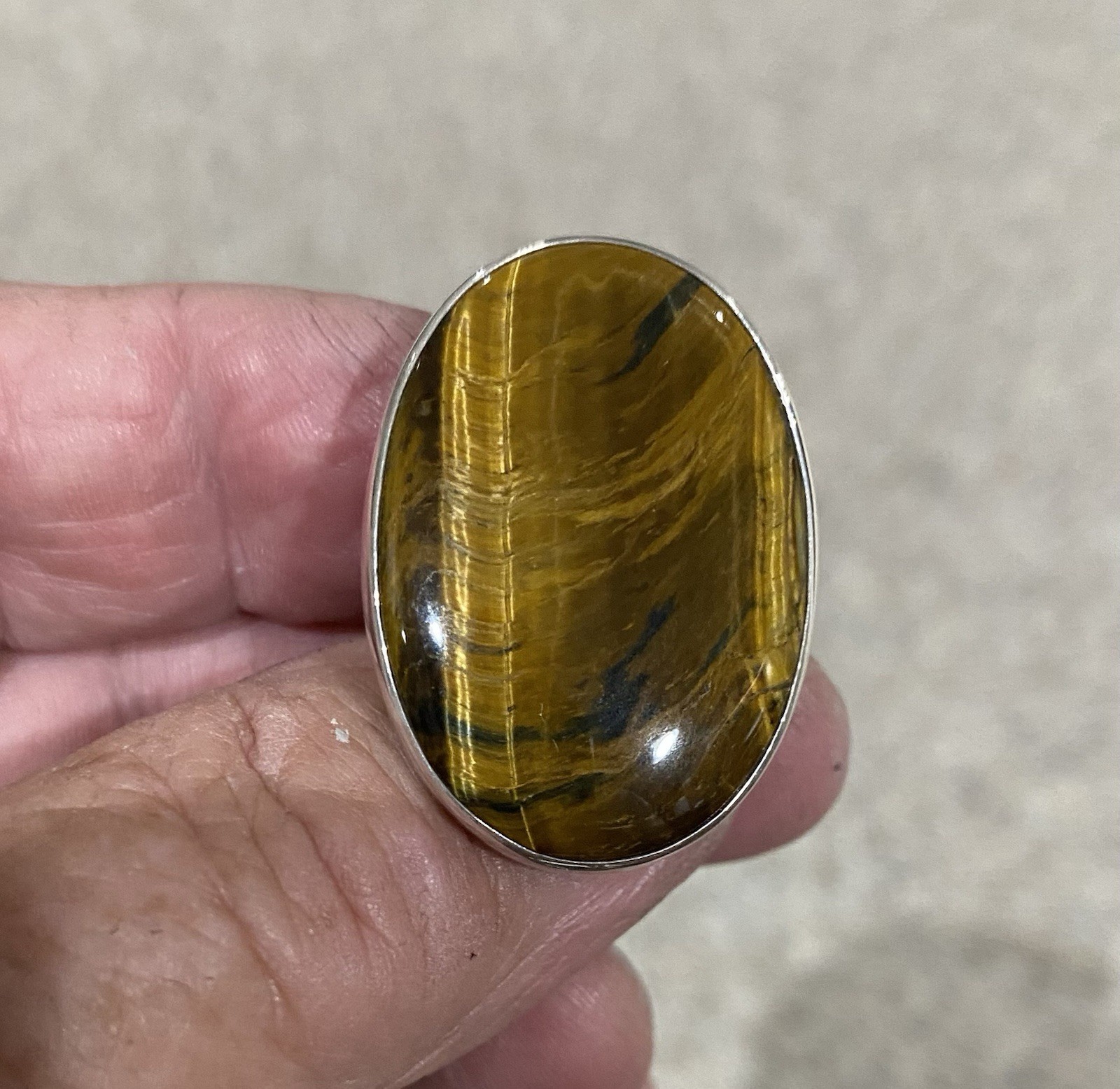 Large Tigereye Sterling Ring