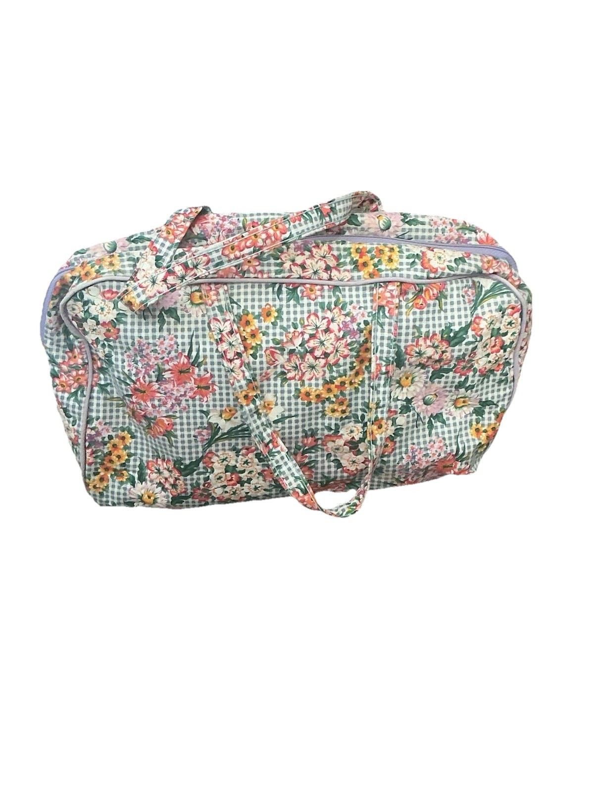 Vintage Floral Overnight Toiletry Travel Bag Cotton Canvas Zip Closure Handles