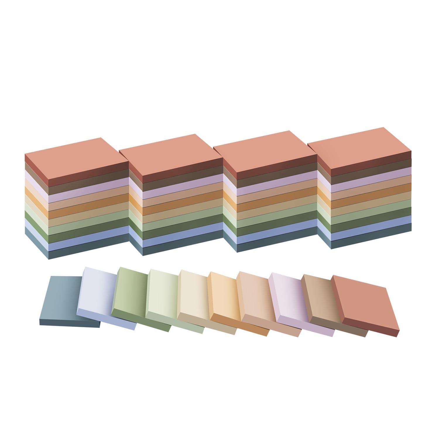 (50 Pads) Sticky Notes 1.5x2, Vintage Colors, 10 Colors 1.5x2 inches, 