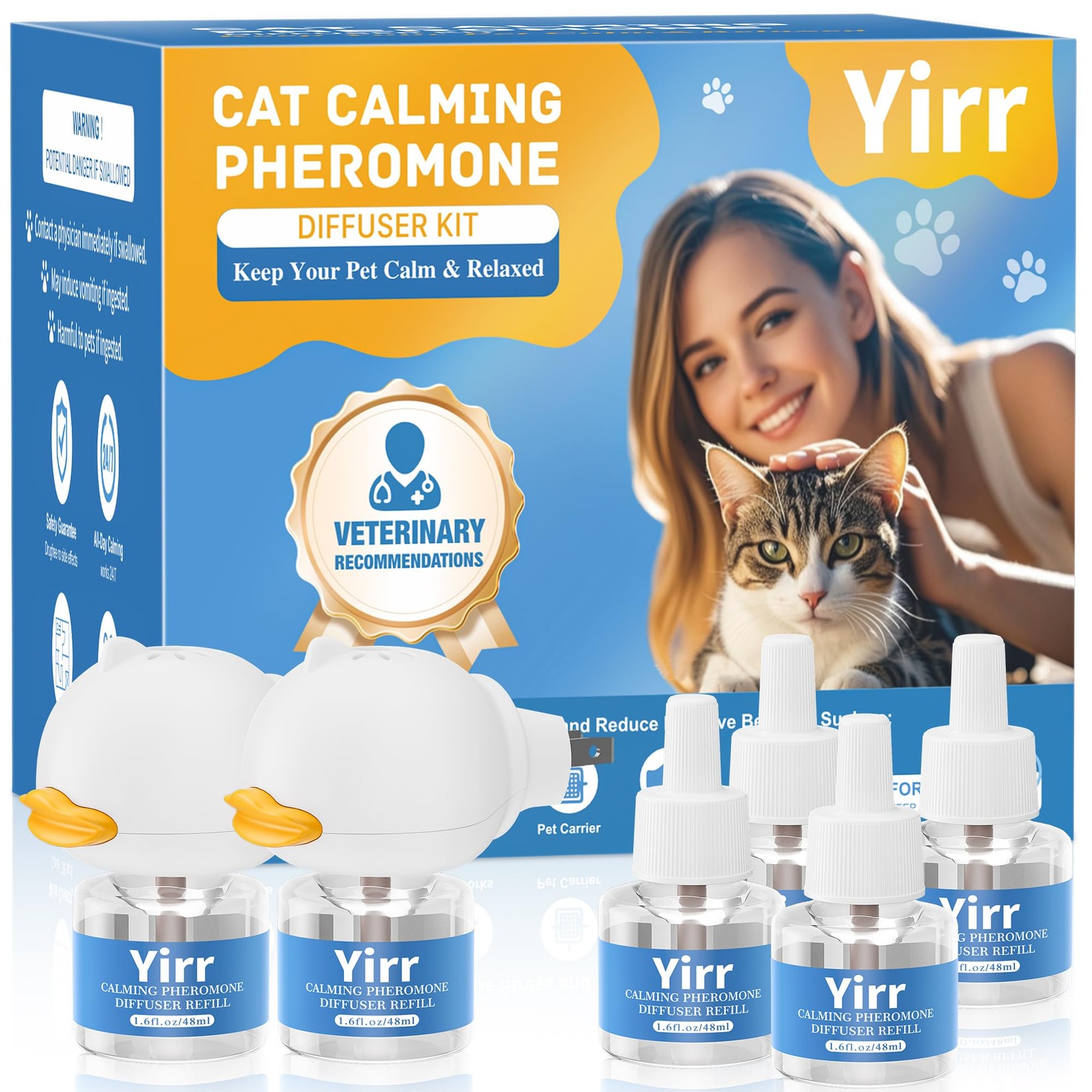 Cat Calming Diffuser, 6 in 1 Kitten Pheromones Calming Diffuser, Multicat Cal...