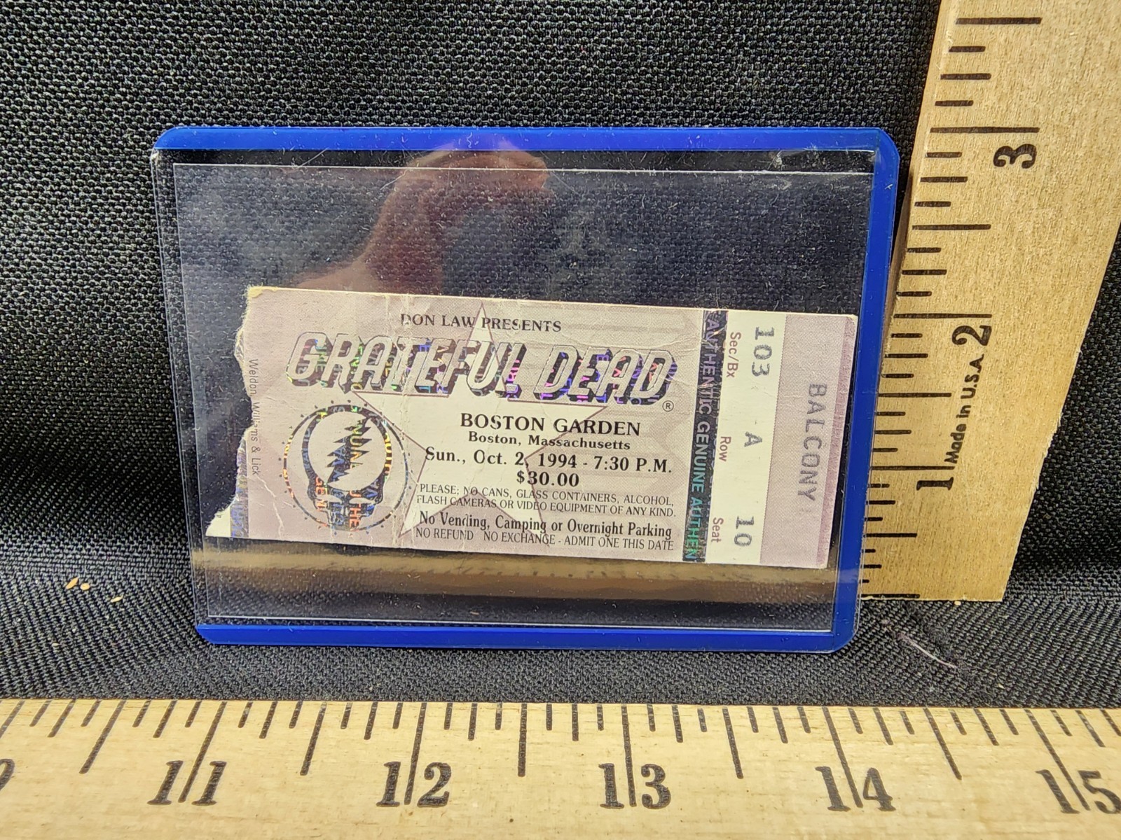 Vintage Concert Ticket Stub Grateful Dead 10/2/94 Boston Garden Used