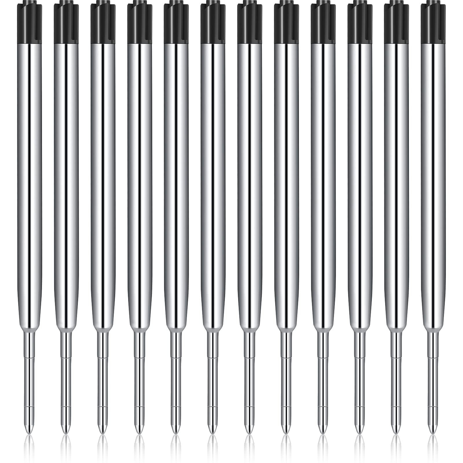 12 Pieces Pen Refills Black Ink 1.0mm Medium Point Metal Ballpoint Refill Smooth