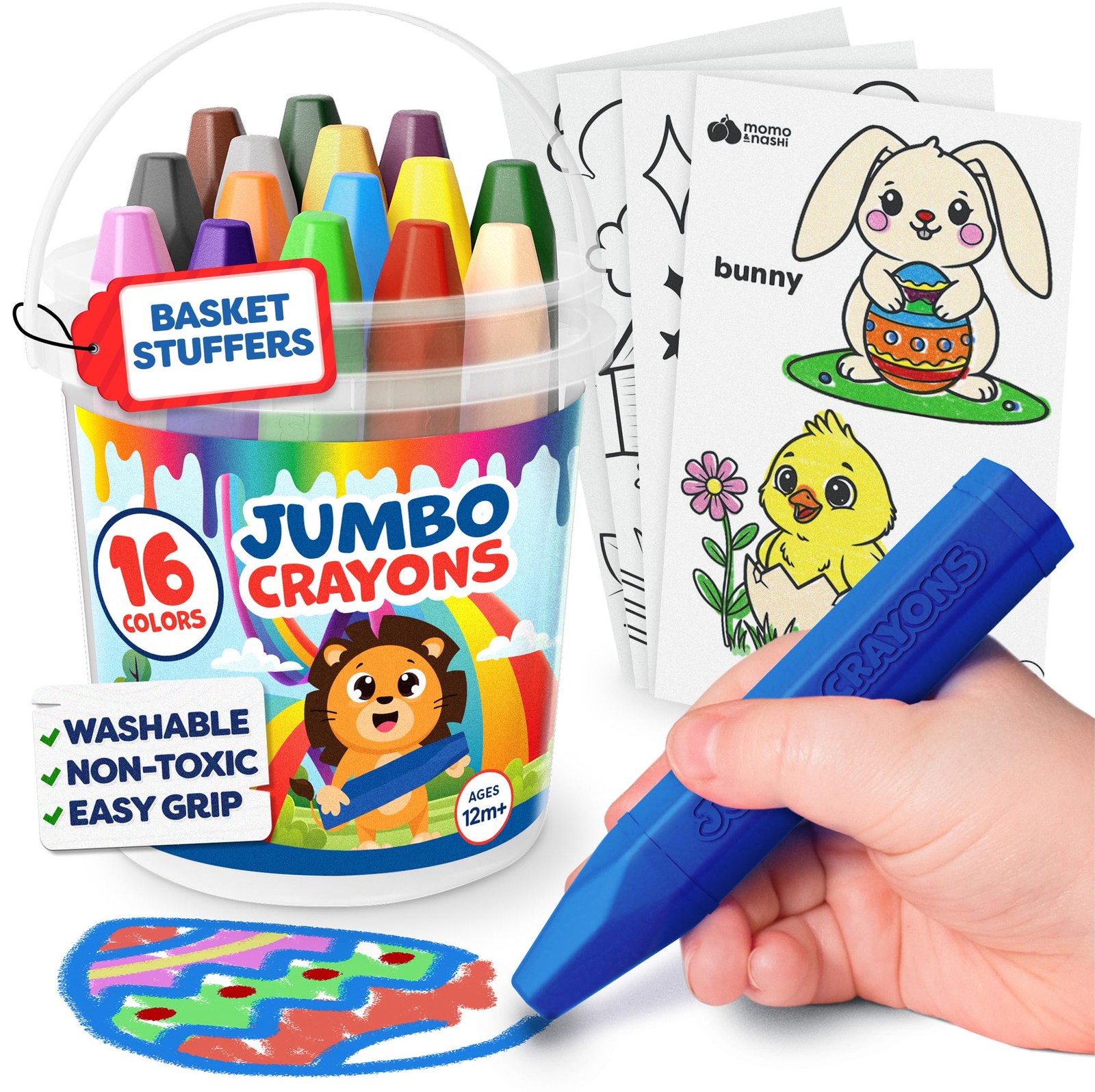 Jumbo Crayons For Toddlers 1-3 - 16pc Crayons For Ages 4-8 1-3 2-4 - Easter B...