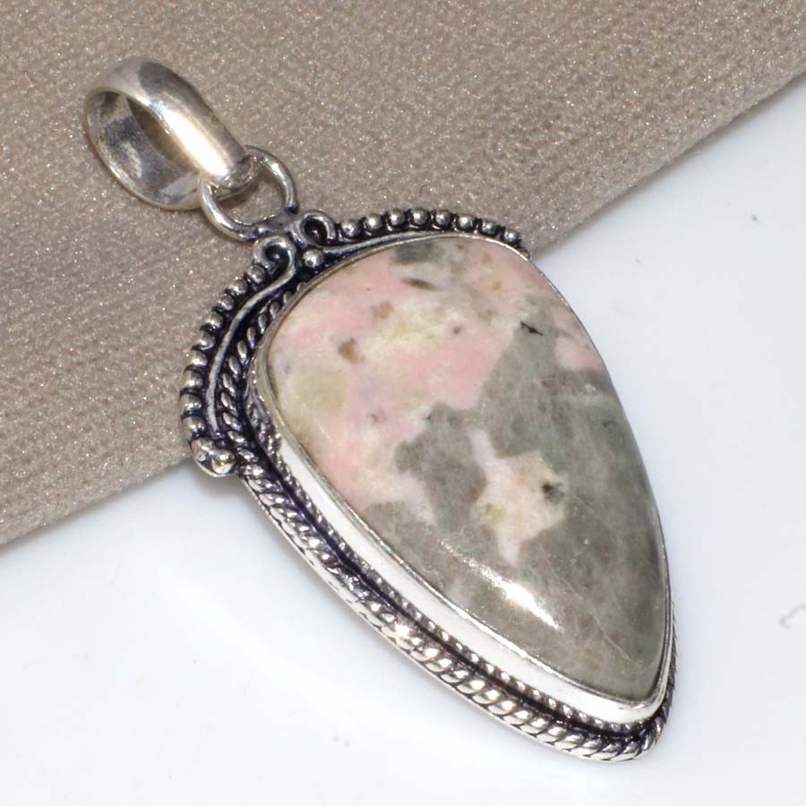 925 Silver Plated Cobalt Calcite Pendant 2" Thank You Gift Most Beautiful GW