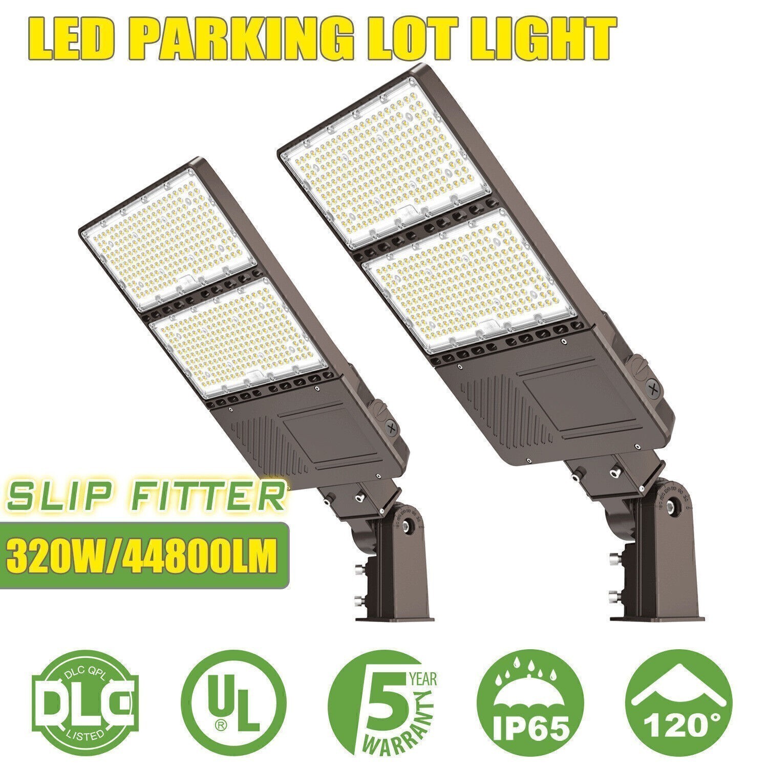 (2Pack) 320W LED Parking Lot Shoebox Light Dusk to Dawn Commercial Area Lighting
