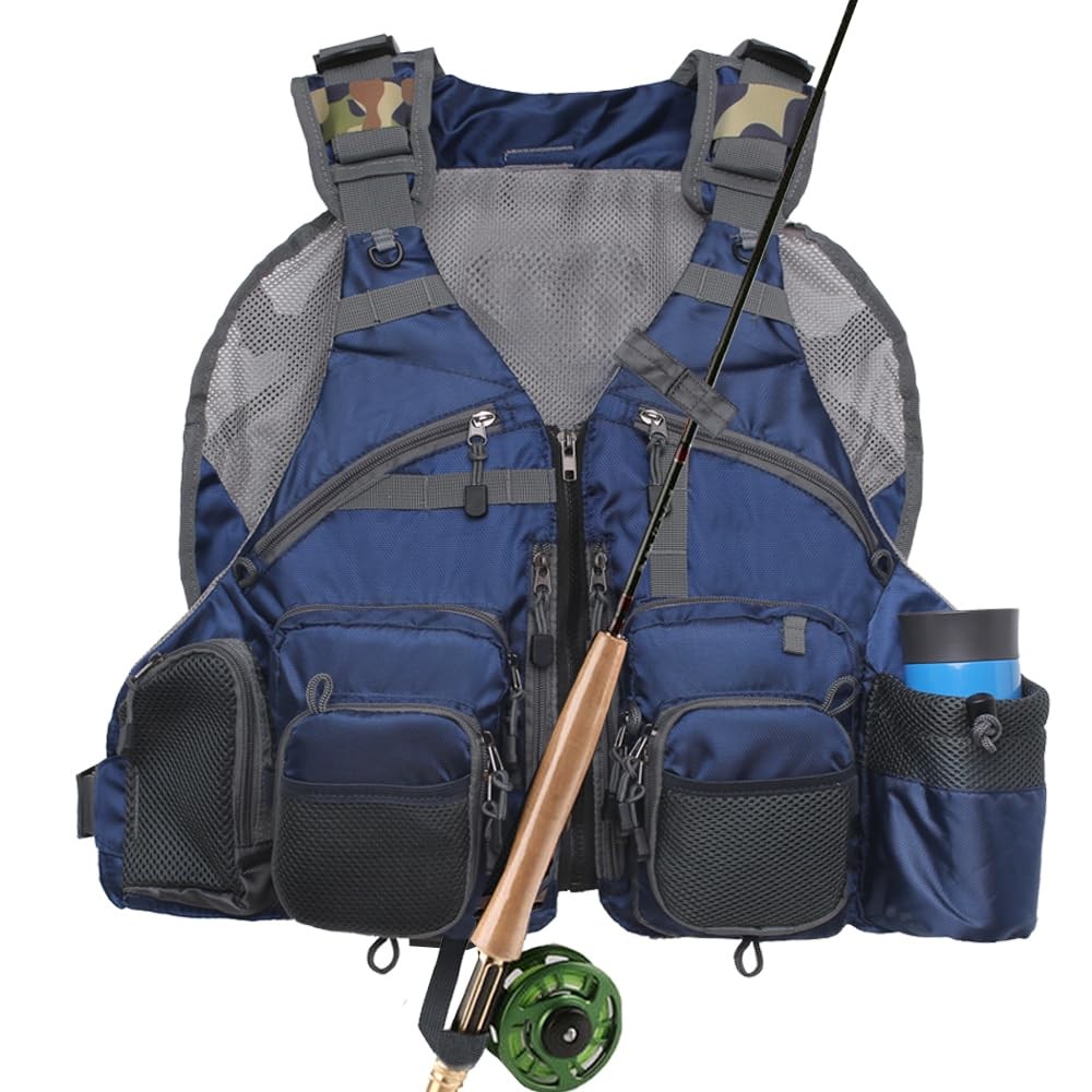 Fly Fishing Vest Pack Adjustable for Men and Women(Blue)