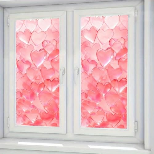 Privacy Window Film Frosted Static Cling Decorative Window 39.4 x Pink Heart