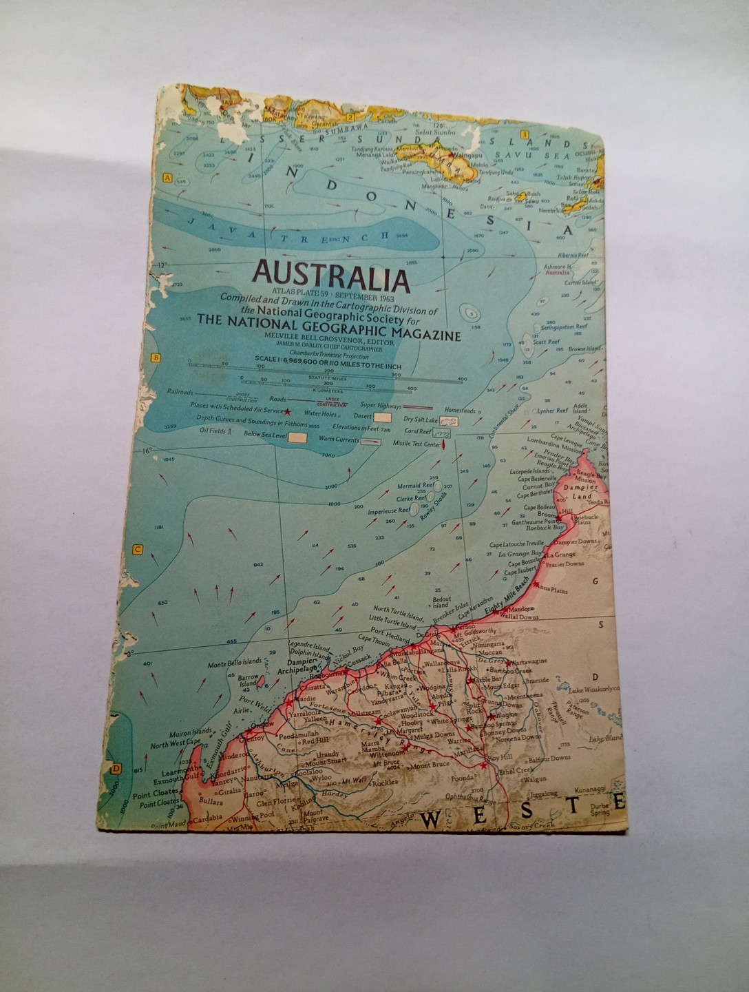 Vtg Folding Map Australia Atlas Plate February 1963 National Geographic One Side
