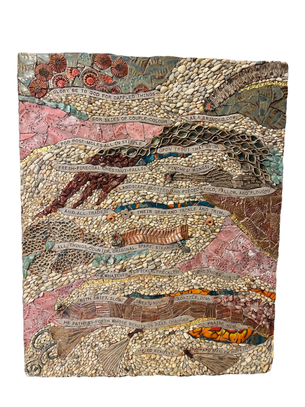 Mosaic Art Piece OOAK by Ilana Shafir Pied Beauty Gerard Manley Hopkins Poem