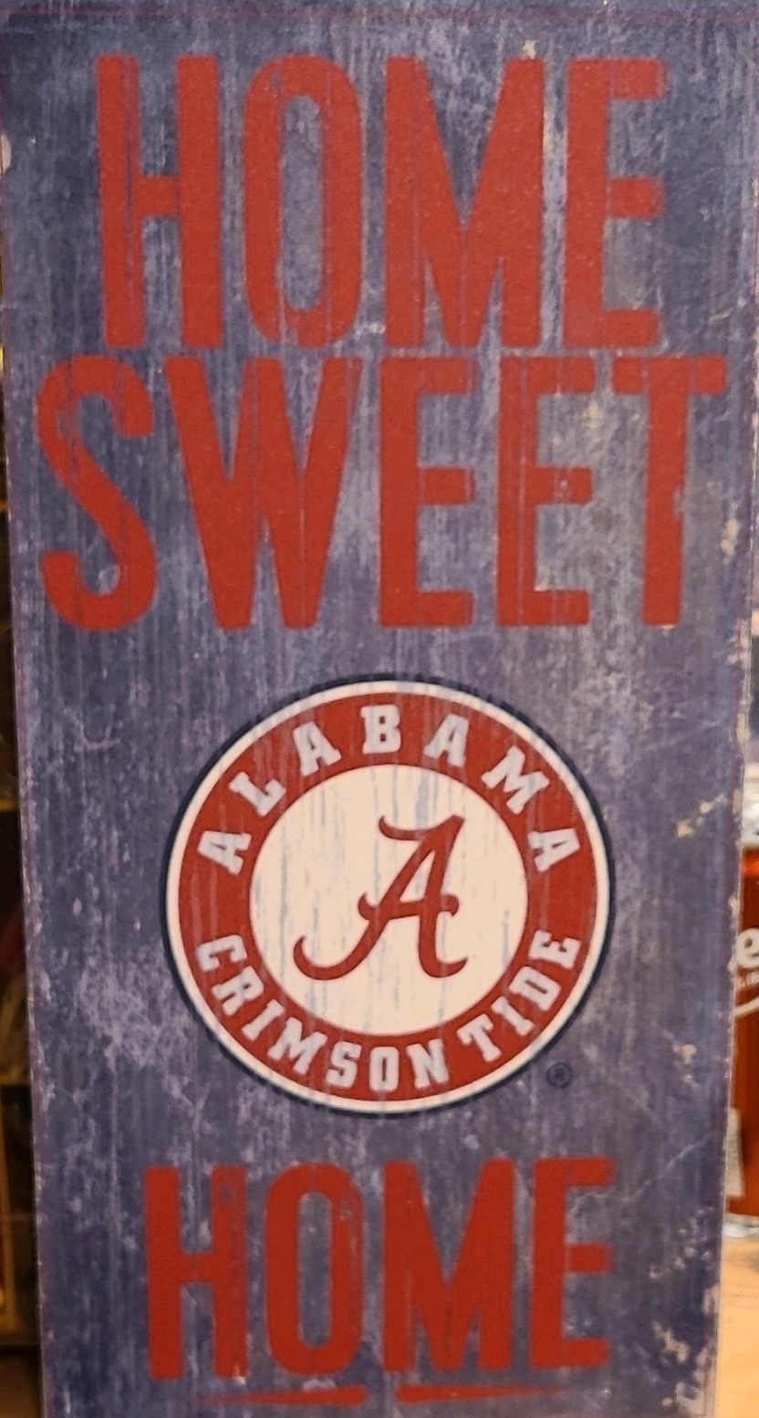 Alabama Crimson Tide Home Sweet Home Sign 6" x 12" Grey Red
