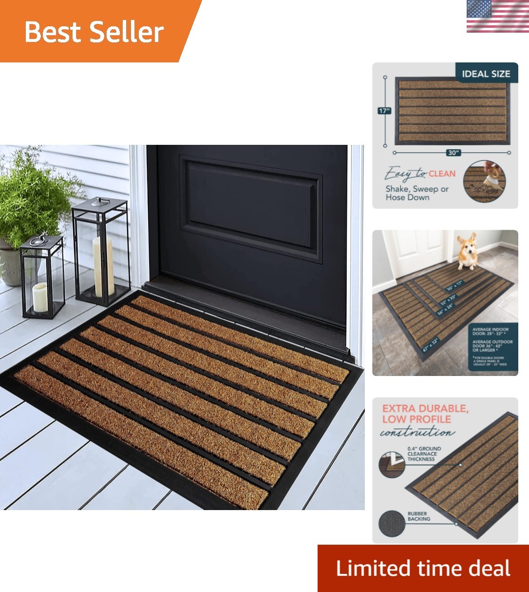 Extra Durable Door Mat - Dirt Trapping Outdoor Welcome Mats - Non-Slip Outdoo...