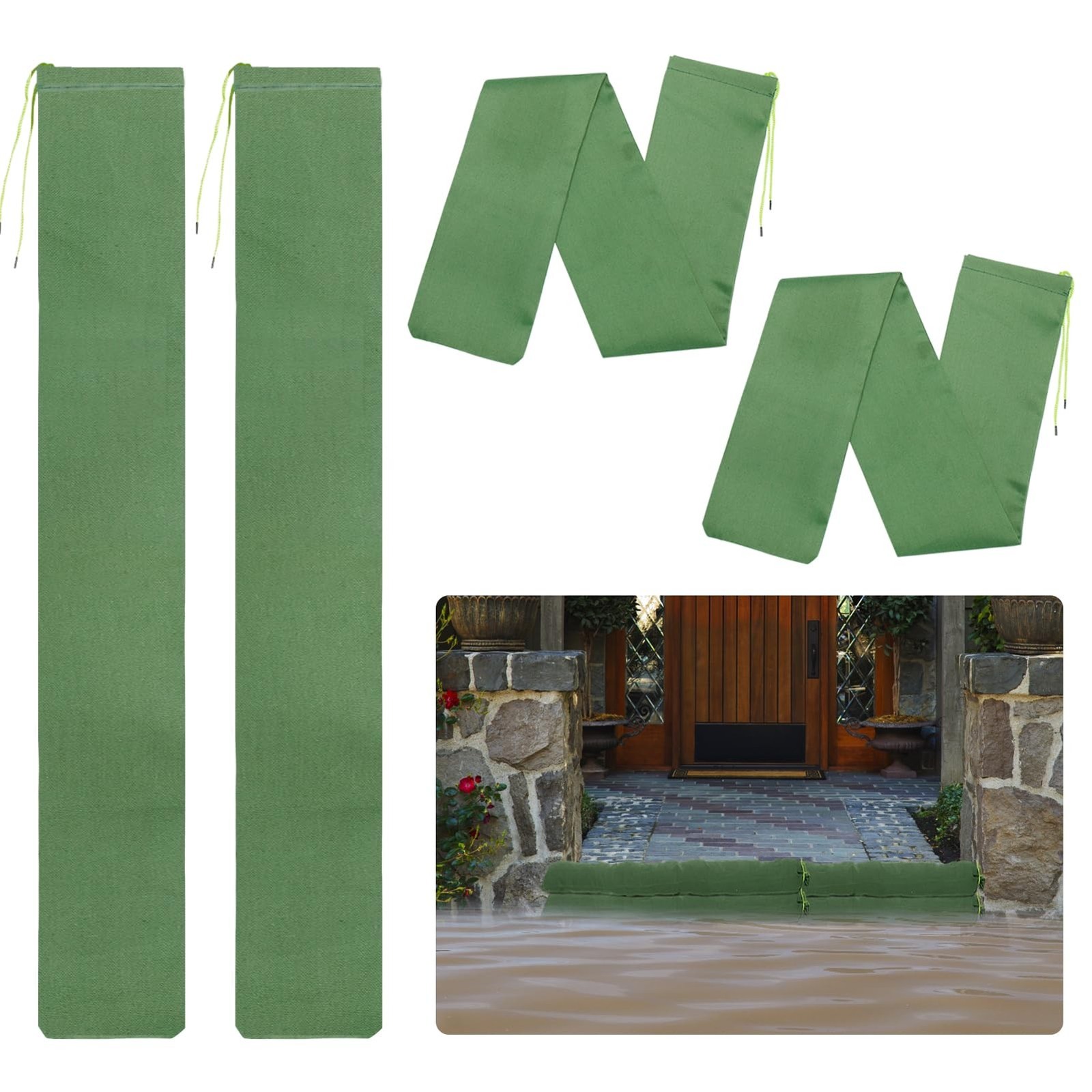 4 Pcs 3'× 6'' Long Sand Bags for Flooding - Thickened Canvas Flood Protecti
