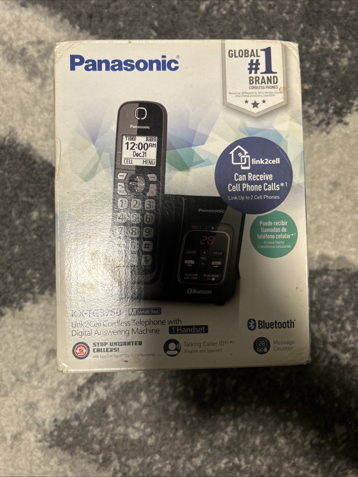 Panasonic KX-TG3760 Link2Cell Cordless Telephone - Black