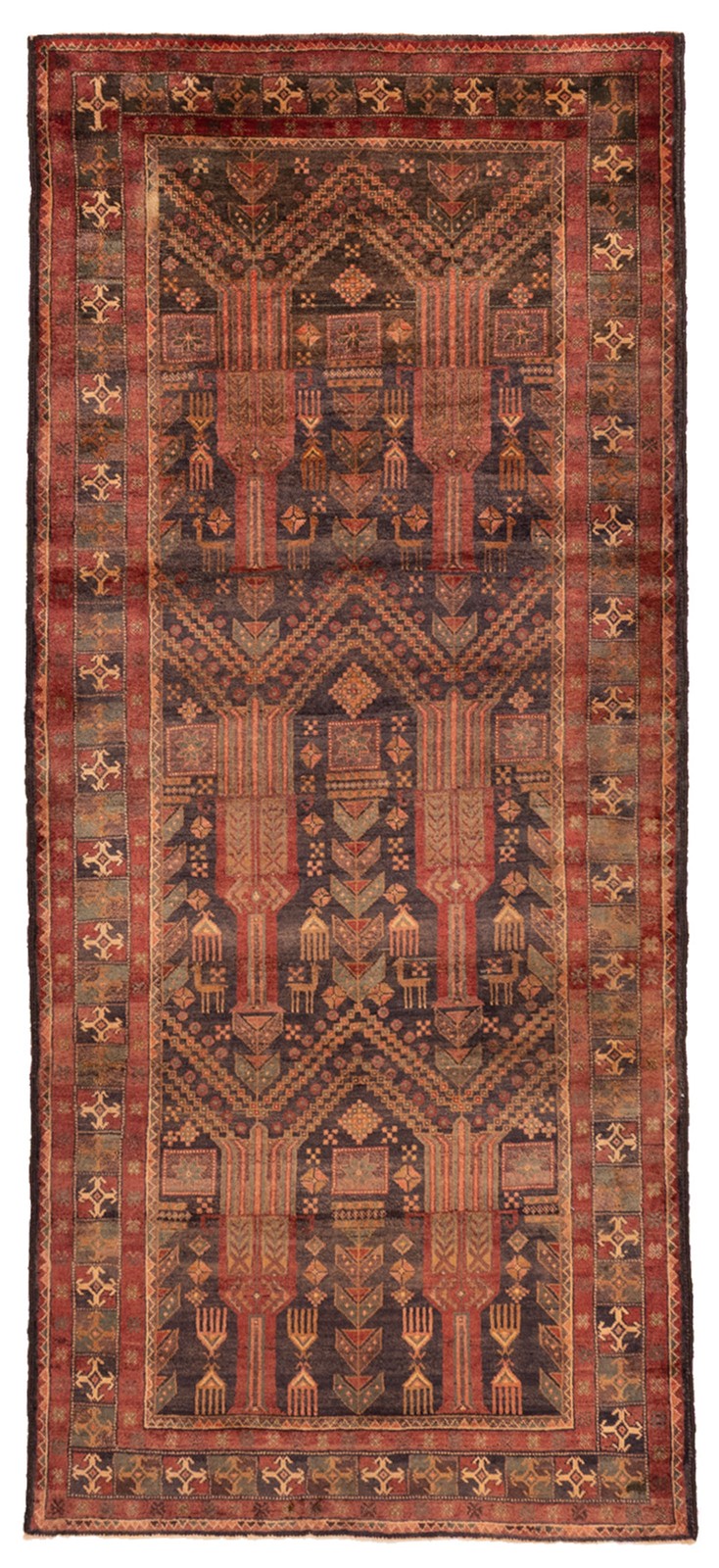 Traditional Vintage Hand-Knotted Oriental Carpet 4'2" x 9'9" Wool Area Rug