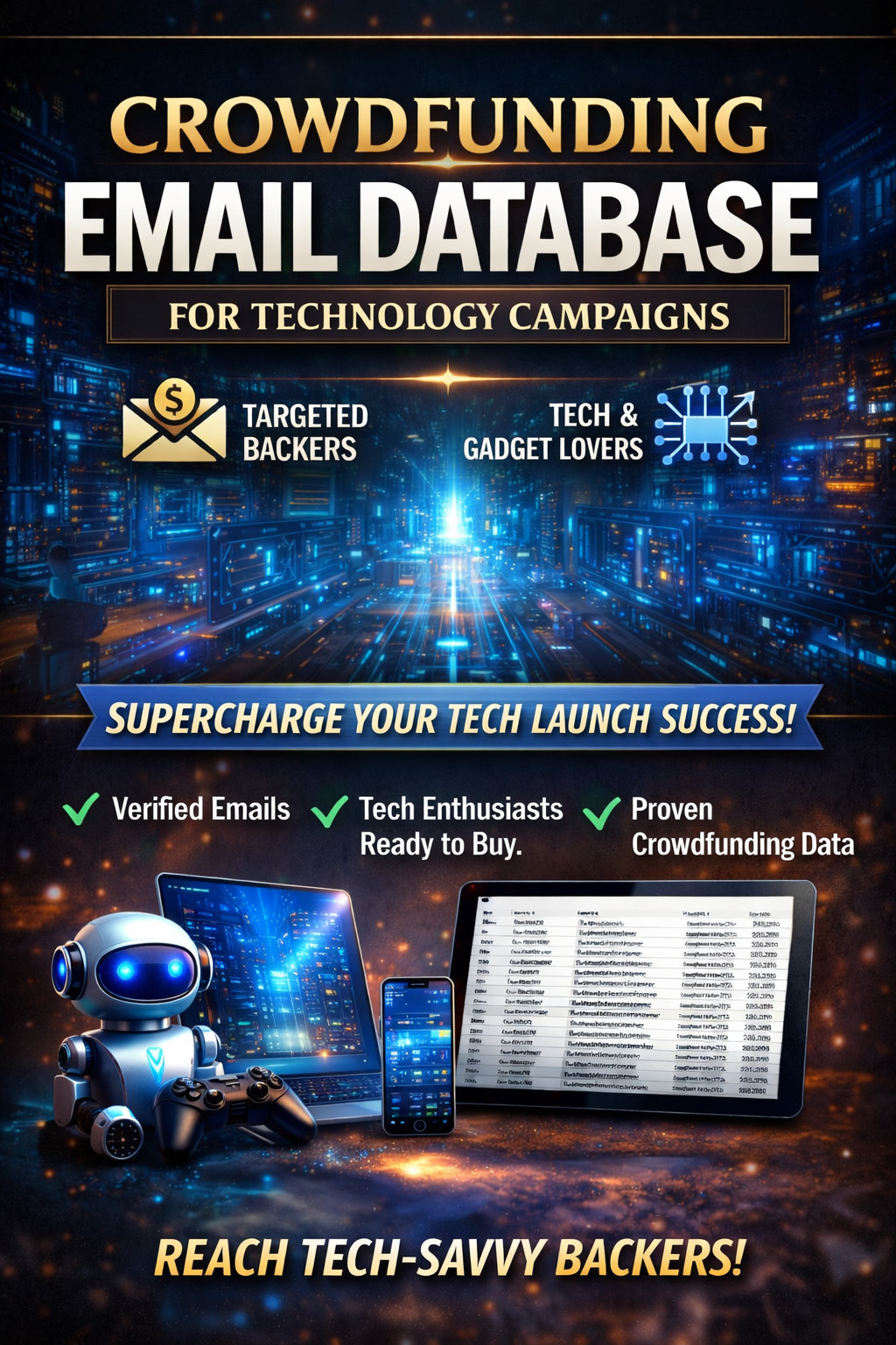 10K Technology Crowdfunding Super Backers Email Database | Verified & Segmented