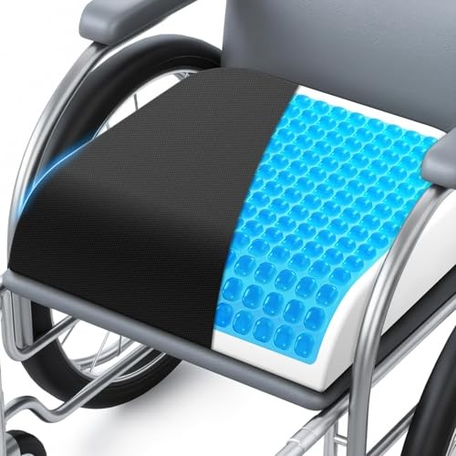 Wheelchair Seat Cushion - Cooling Gel & Memory Foam Office Chair Cushion Black