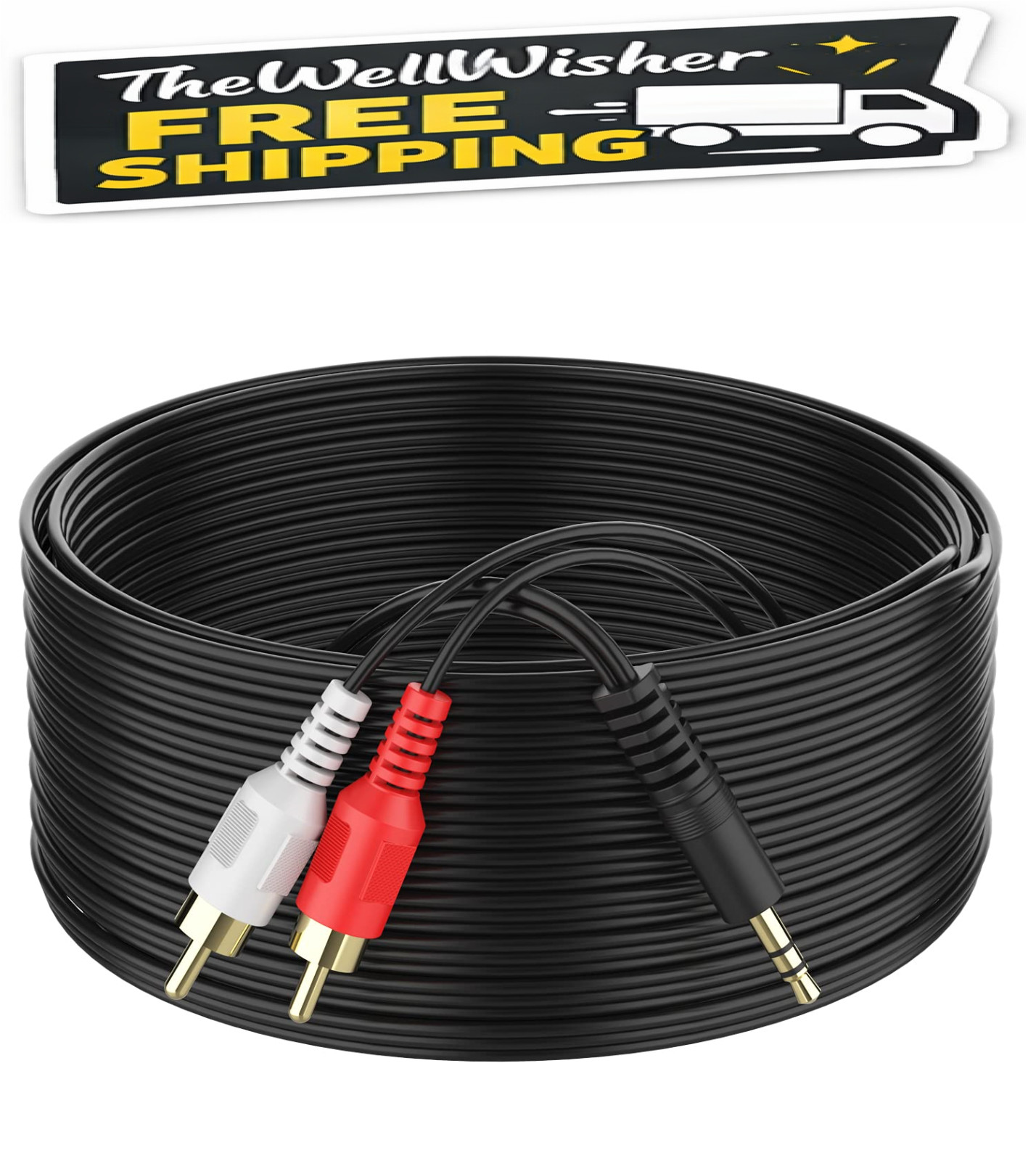 3.5mm to 2 RCA Male Cable 6ft – Braided Stereo Audio Y Splitter