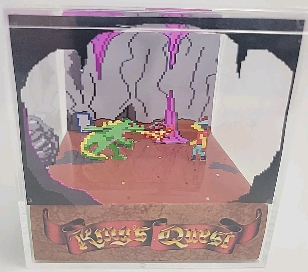 King's Quest 1 Big Box Homage Retro PC 3D Cube Diorama Video Game Fan Art