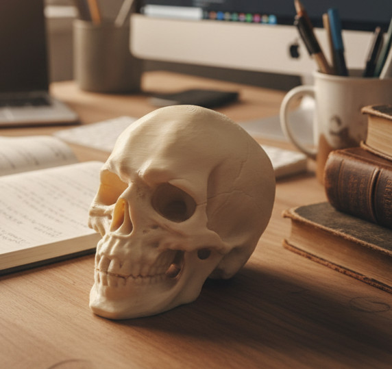 Mini Human Skull Replica – 3D Printed Bone Color Model – Realistic Gothic Decor