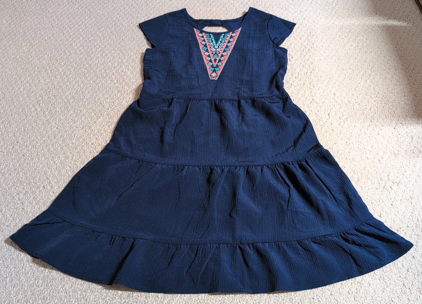 Wonder Nation Girls X Large Multi-Color 100% Polyester Cap Sleeve Dress 24