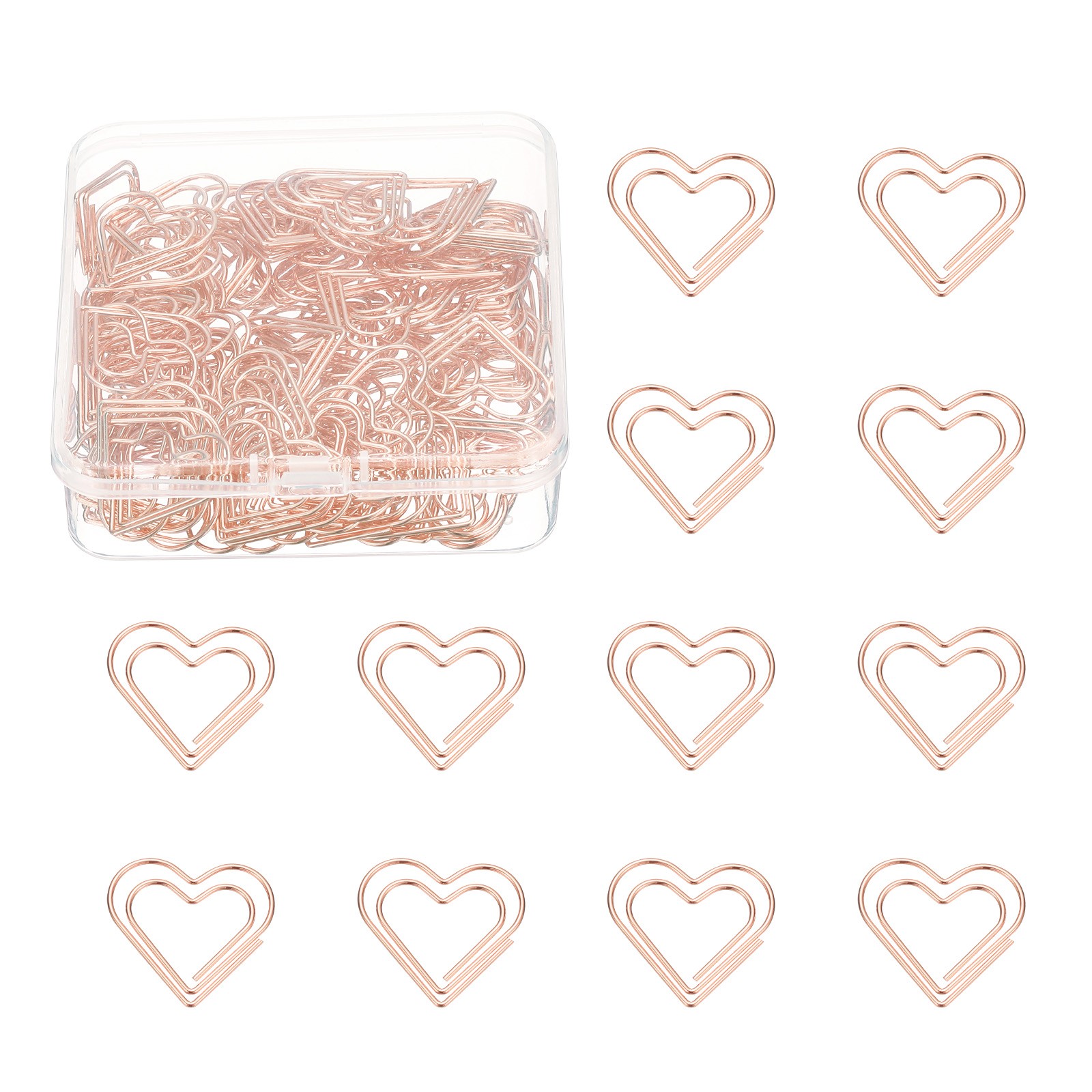 100pcs Rose Gold Plated Metal Heart Clasp