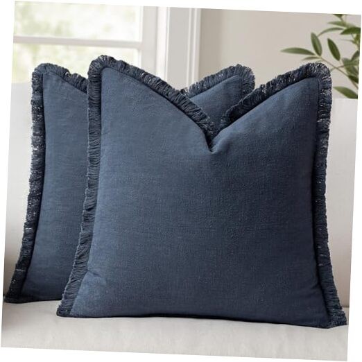  Set of 2 Decorative Throw Pillow Covers 24×24 24" x 24" (Pack of 2) Navy Blue