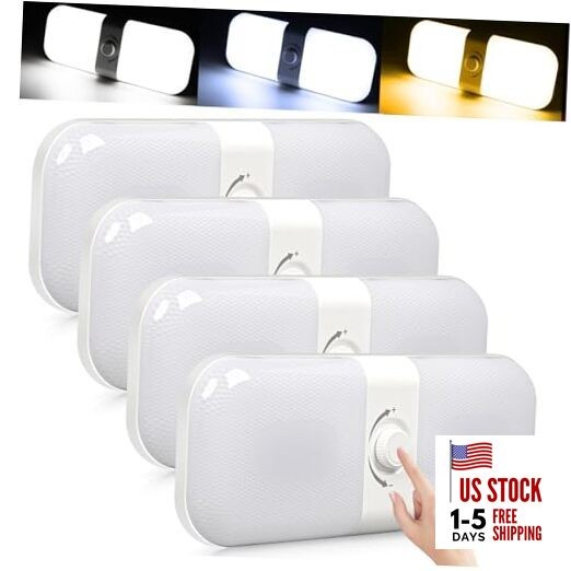  RV Lights Interior 1700LM, 3 Color TEM Camper Lights, Dimmable 12v Volt 4PACK