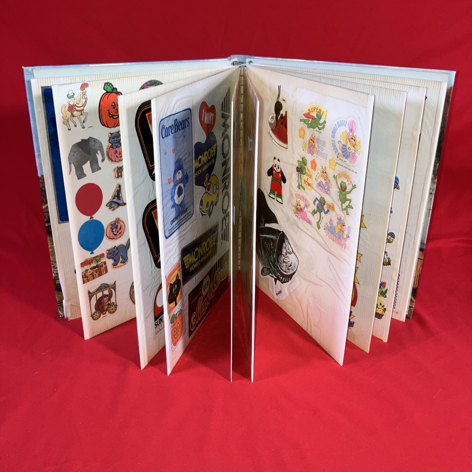 Vintage 1980's Sticker Album Book / Hallmark Animals Automotive Fuzzy Puffy 1980