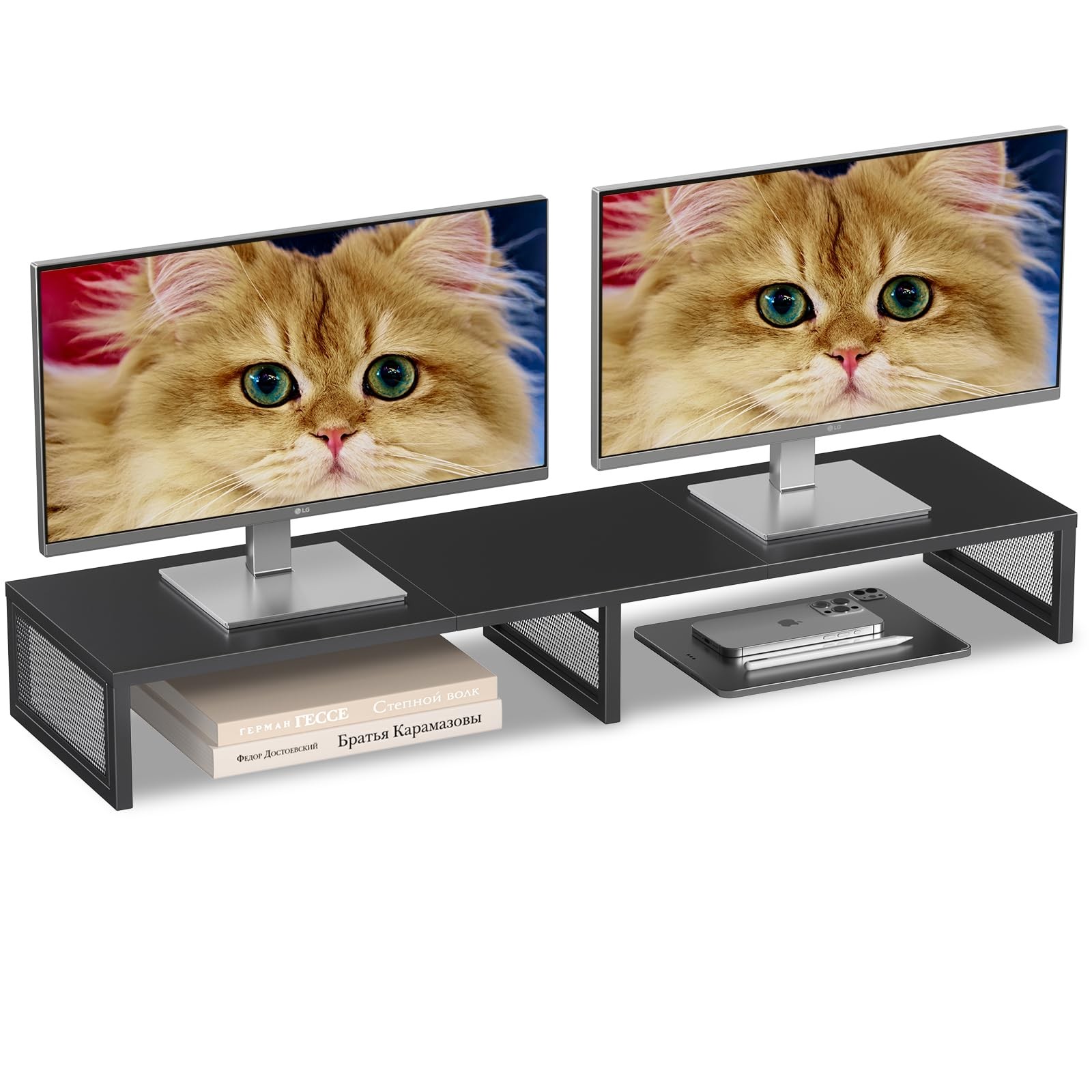 Dual Computer Monitor Stand Riser, Desk Organizers and Accessories, Printer &...