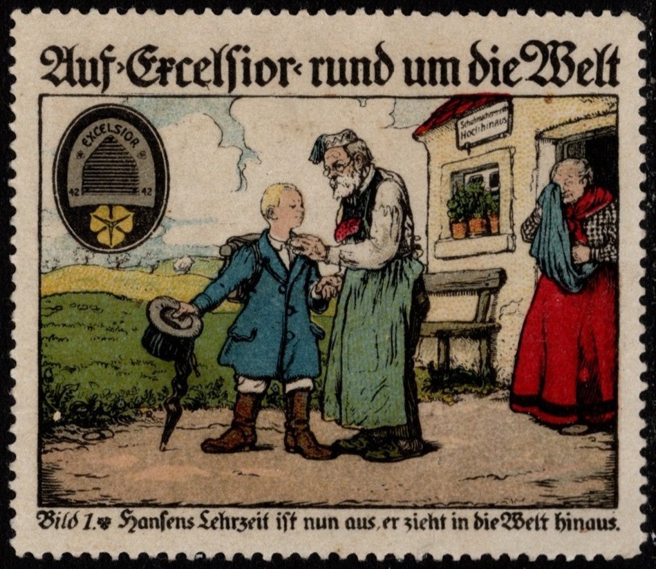 Vintage Germany Poster Stamp With Excelsior Rubber Shoe Soles Heels Hansen’s