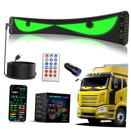 LED Eyes for Car Windshield, 1Pc 52.36"x7.56" Devil Eyes Light, Flexible 