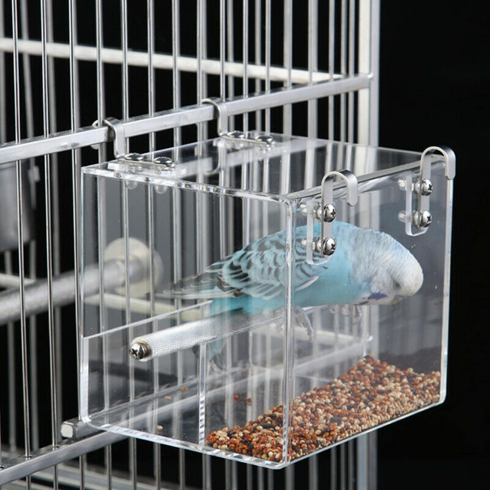 Automatic Bird Feeder No Mess Bird Cage Pet Feeder Seed Food Container for Pa...