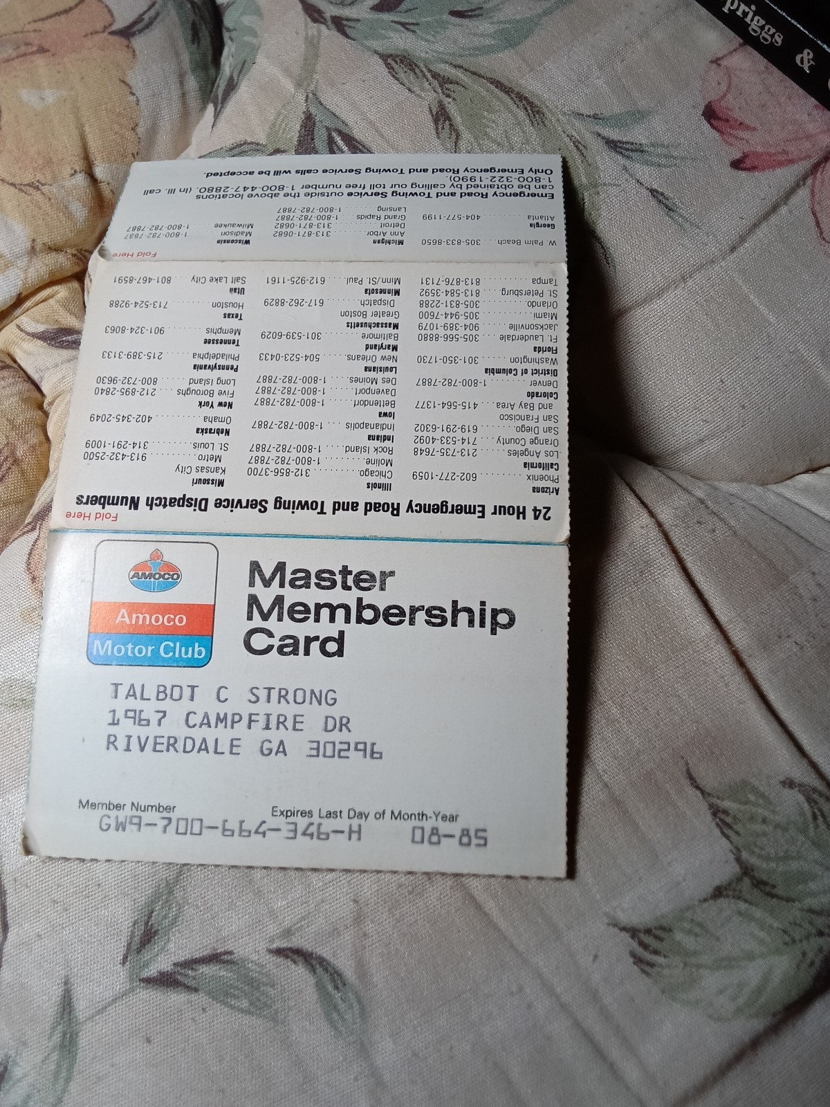  *** AMOCO MOTOR CLUB***Master Membership Card...