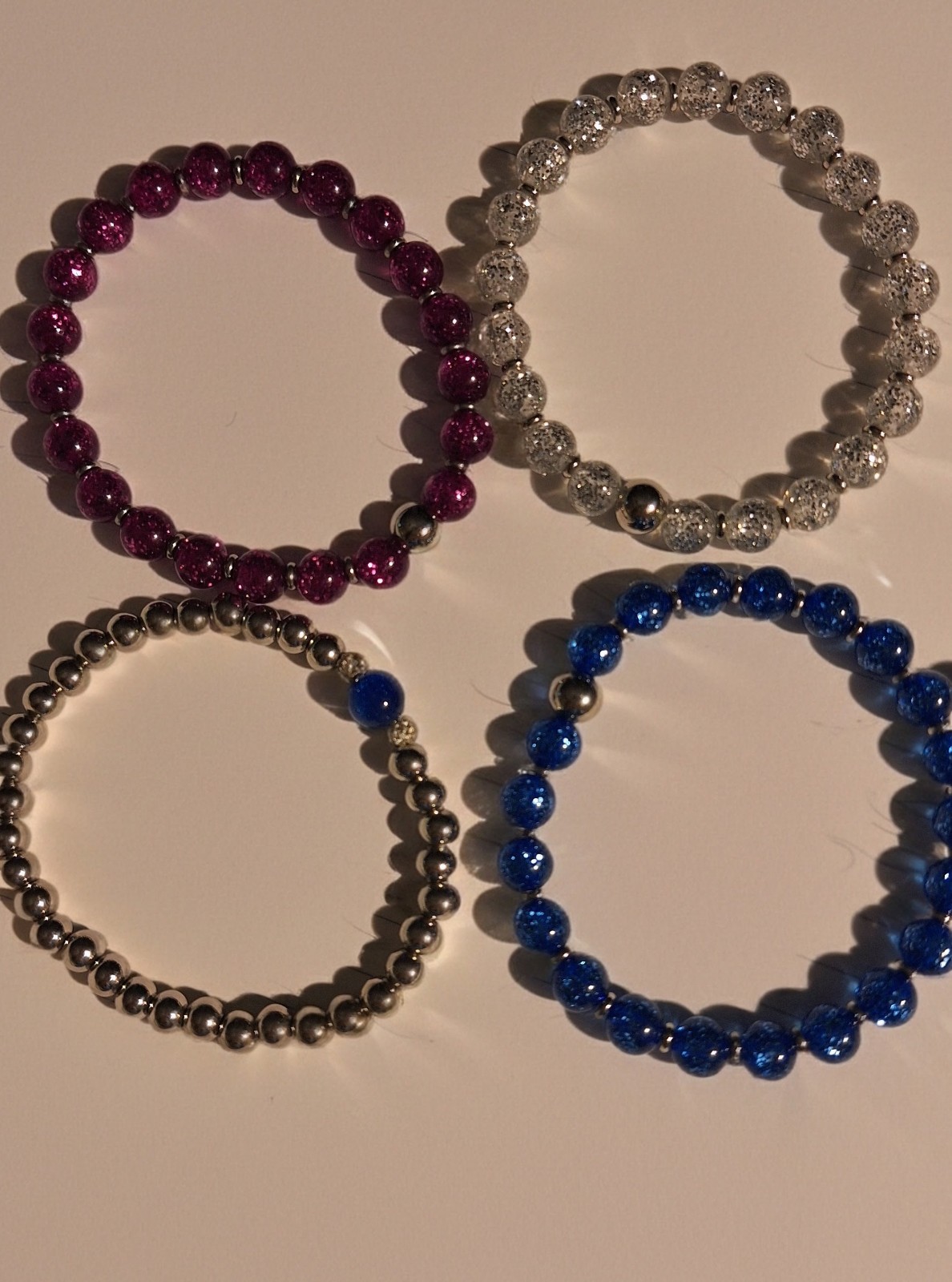 Beautiful Glitter Stretch BRACELETS LOT of 4 FREE shipping