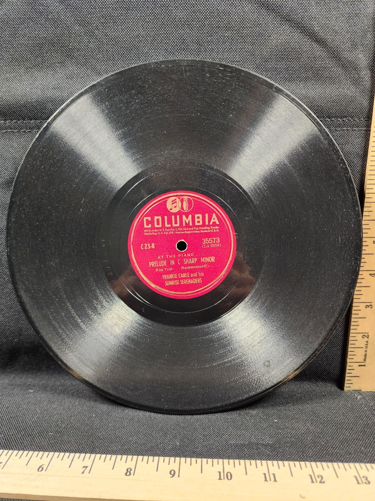 Antique 78 Record Shellac Columbia  Frankie Carle Sunrise Serenaders Barcarolle