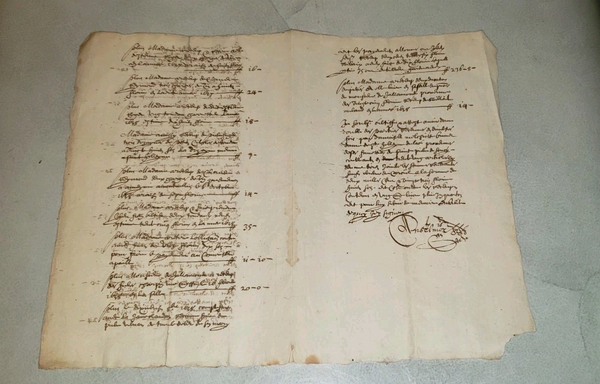 1638 FRENCH RENAISSANCE ERA WATERMARKED PAPER MANUSCRIPT signed Journal