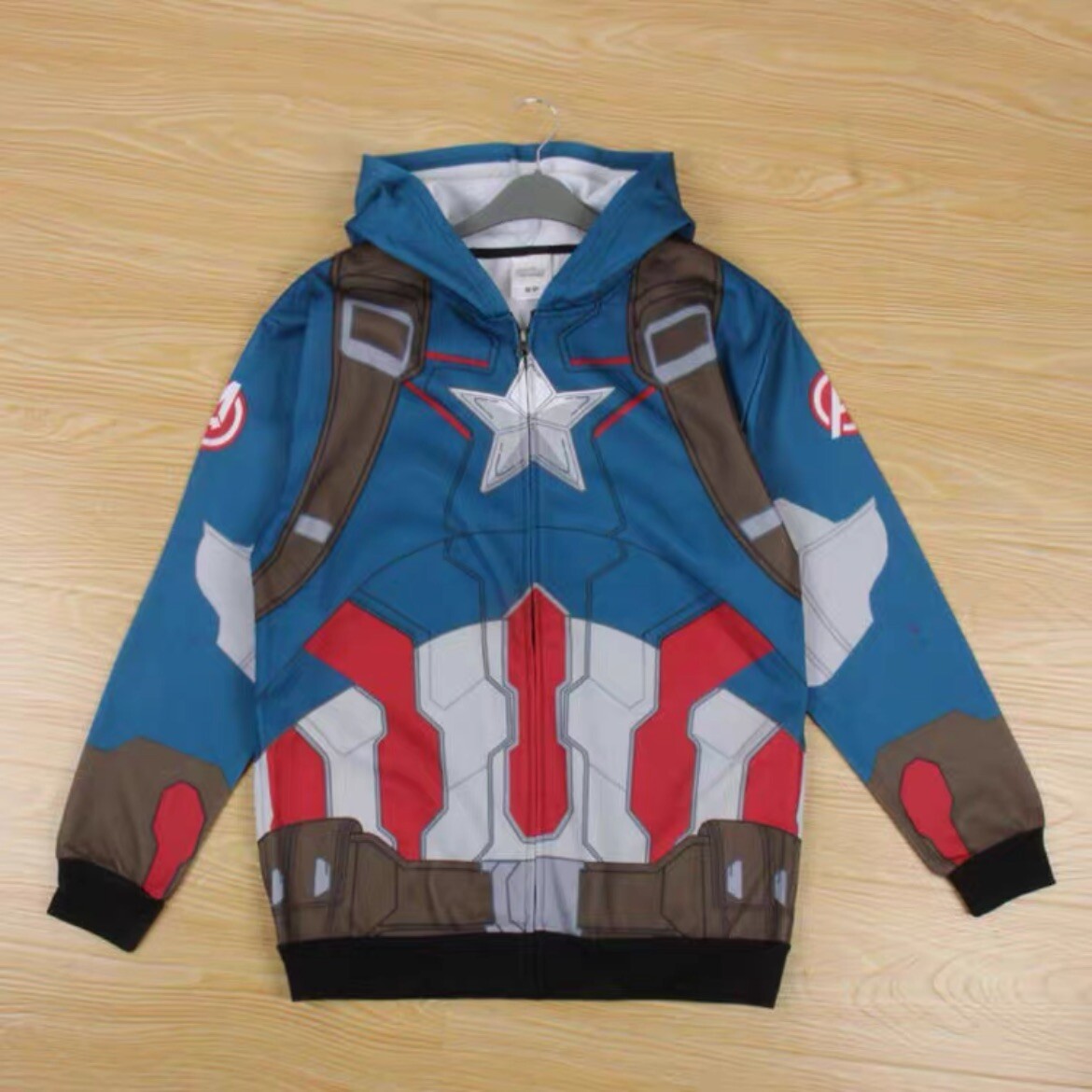 New Marvel Captain America Men Costume Zip Hoodie Jacket US L