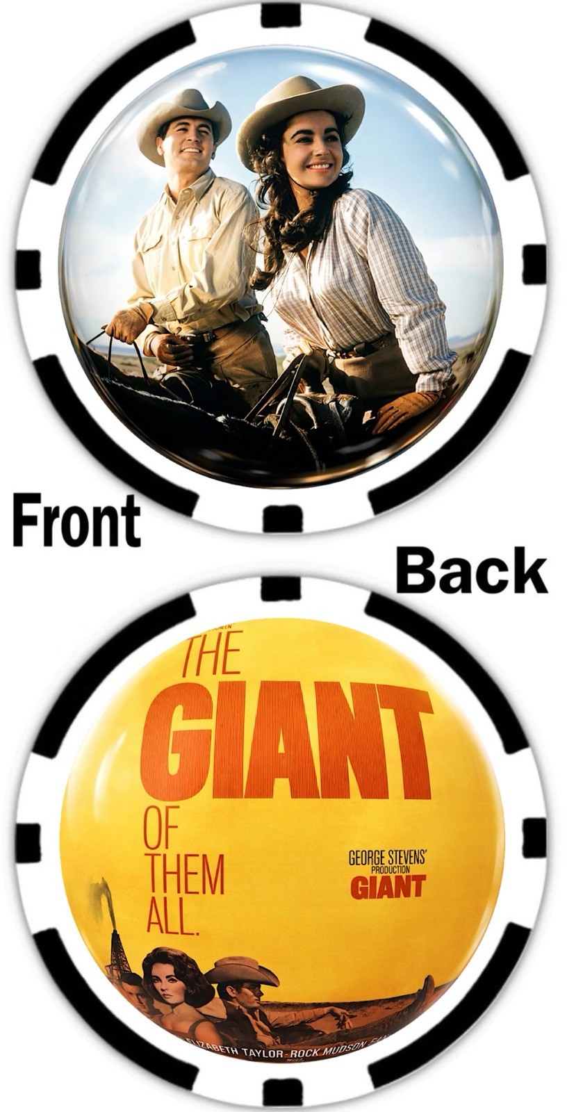 GIANT -  Elizabeth Taylor and Rock Hudson - COMMEMORATIVE POKER CHIP