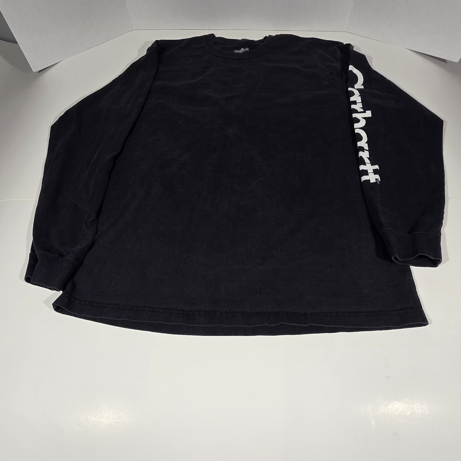 Carhartt Men's Black Logo Long Sleeve T-Shirt Large Cotton Knit