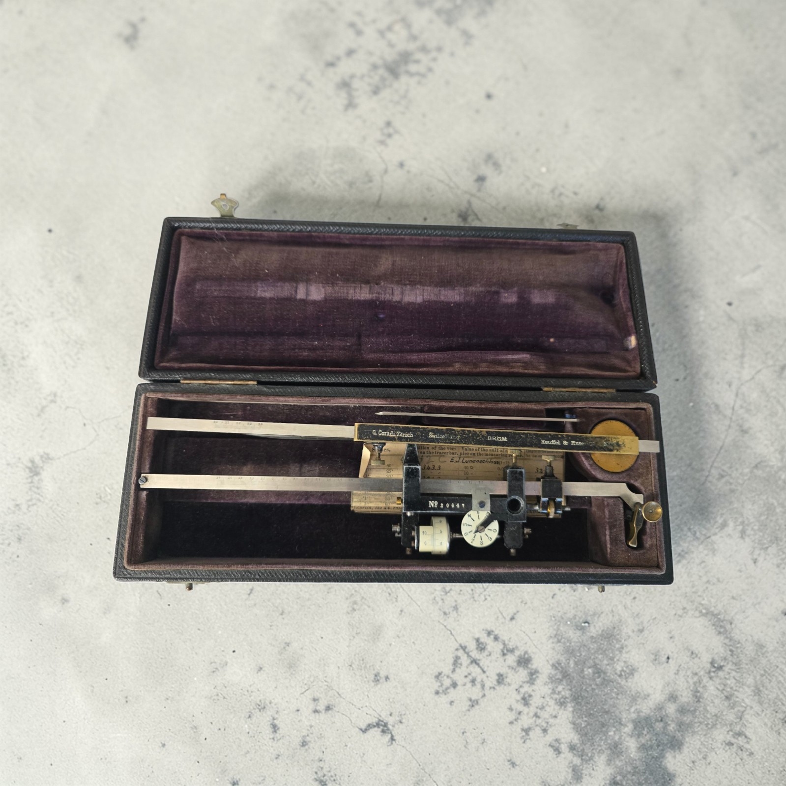 Antique G. Coradi Zurich Polar Planimeter 1913 No.20647 Survey Tool w/ Case