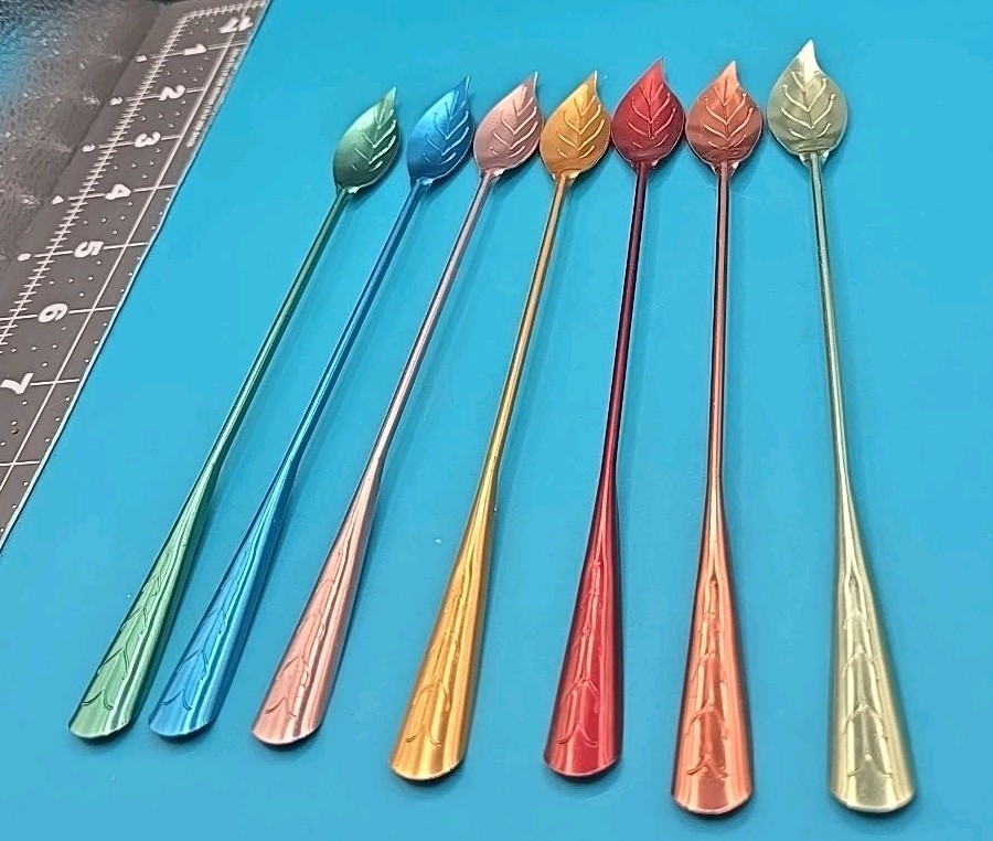 MCM 6 Colorful Anodized Aluminum Drink Stirrers Swizzle Sticks 7.75" Tallstirs