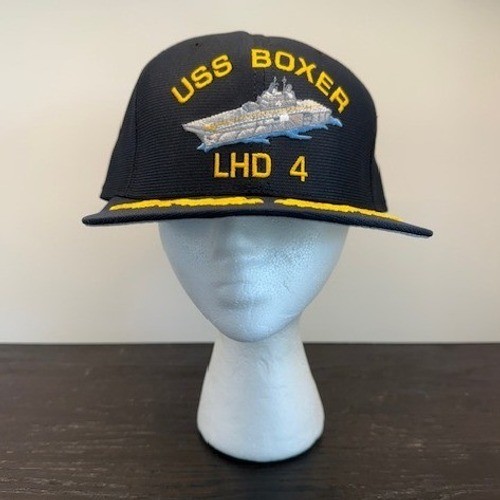 Vintage New Era USS Boxer LHD 4 Blue Snapback Hat Made in USA Scrambled Eggs