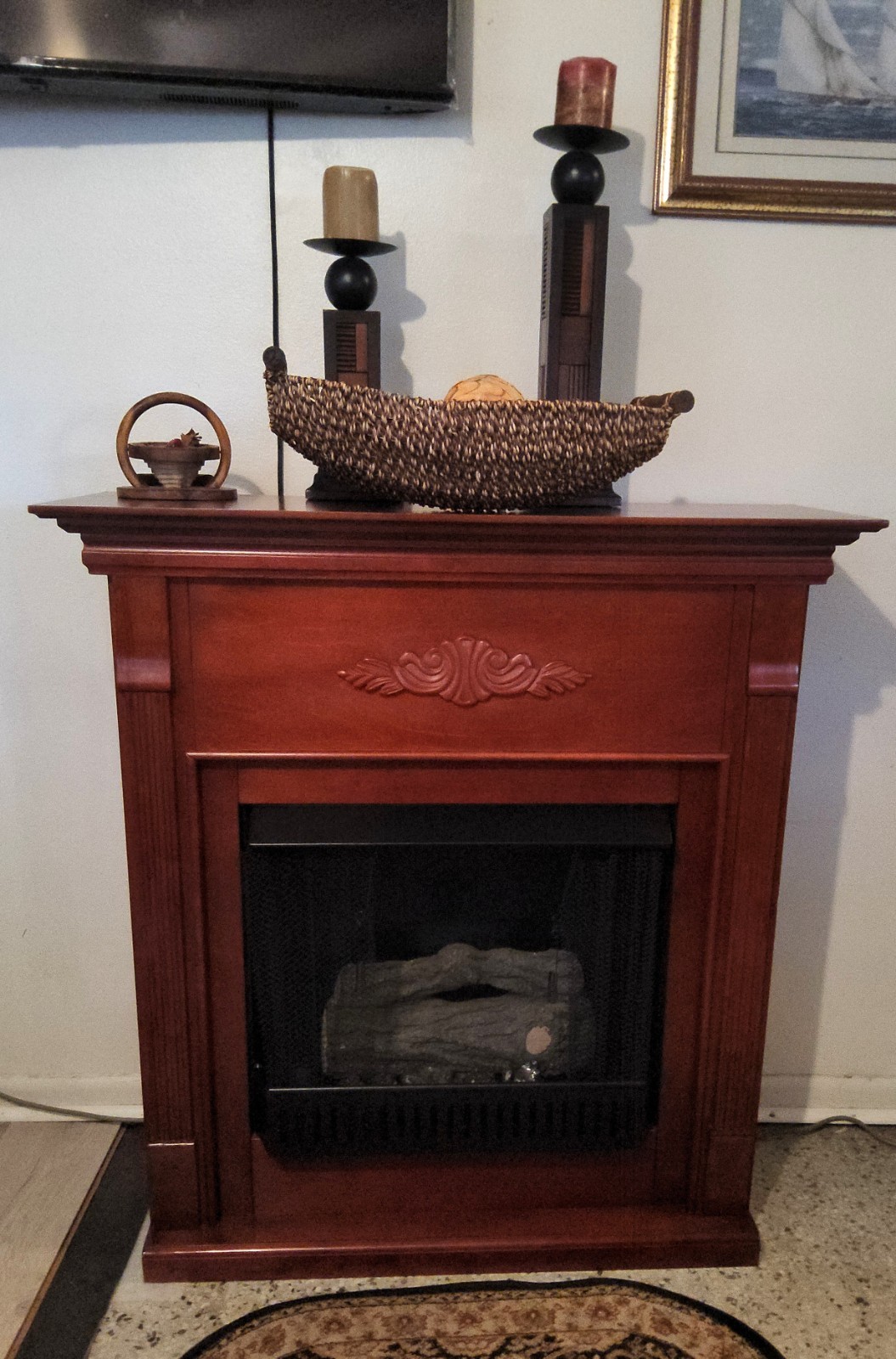 Upton Home Dublin Red Mahogany Gel Fuel Fireplace Mantel 