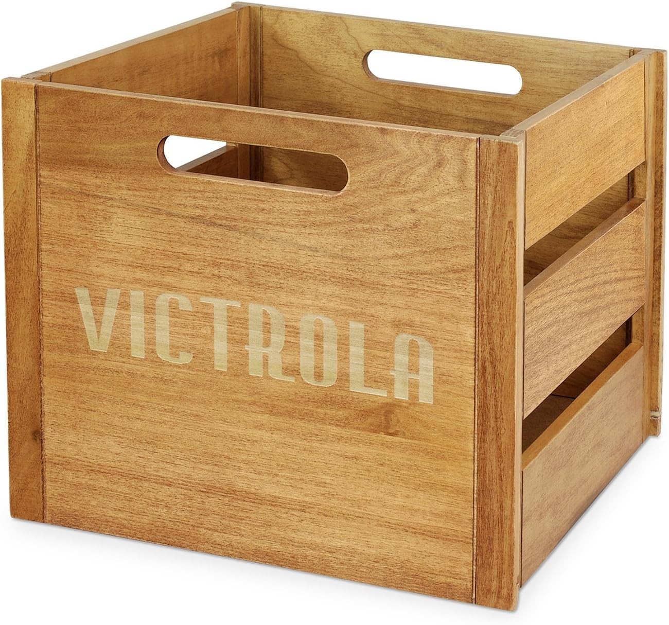 Wooden Record Crate Tabletop Vinyl Album Holder Holds Over 50 Records