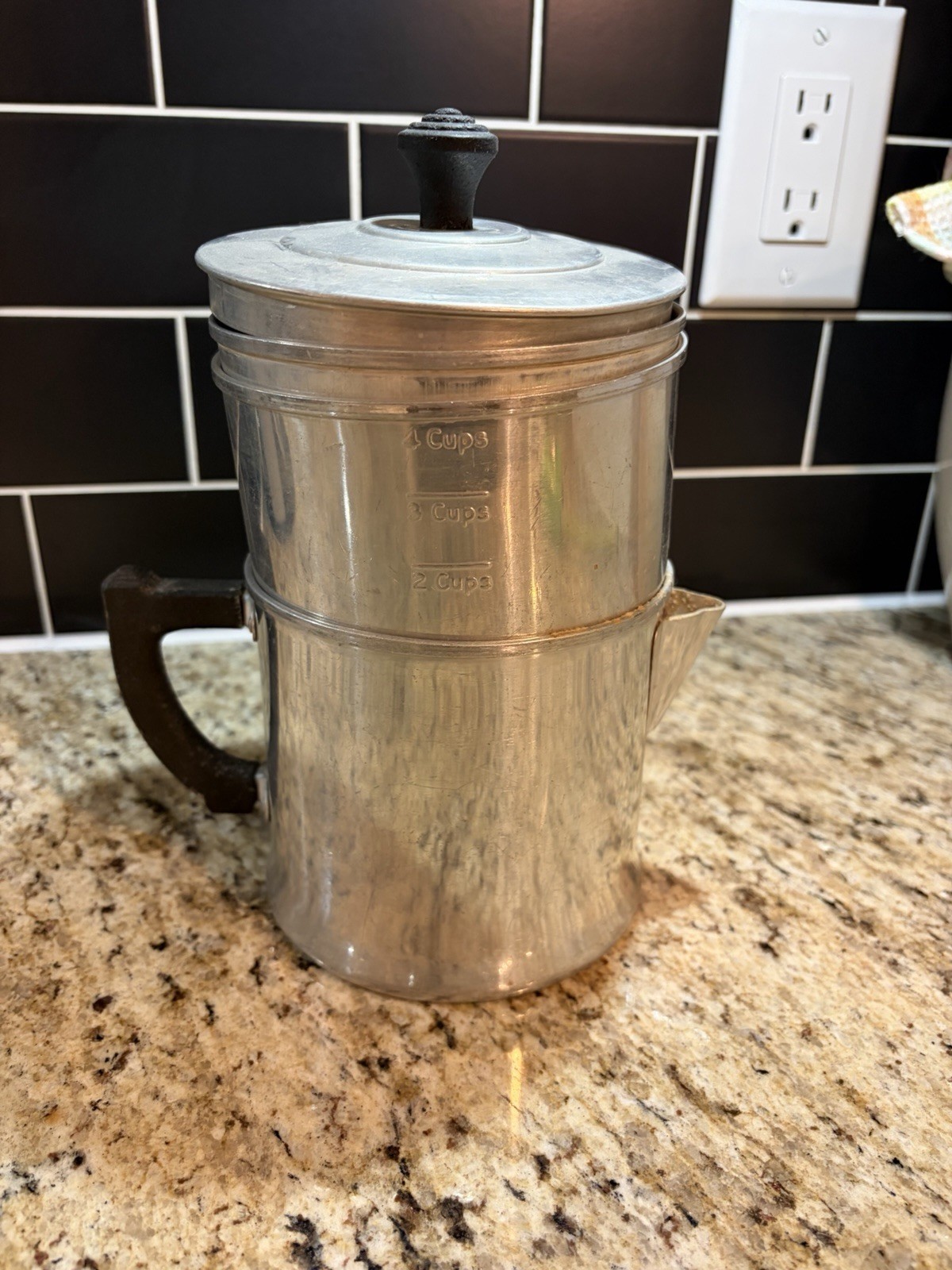 Vtg Priscilla Ware aluminum percolator 4 Cup STOVE TOP Coffee 1950s