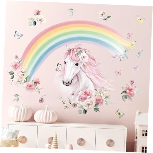  Large Rainbow Wall Decals Flower Peel and Stick Wall Art Stickers for Horse