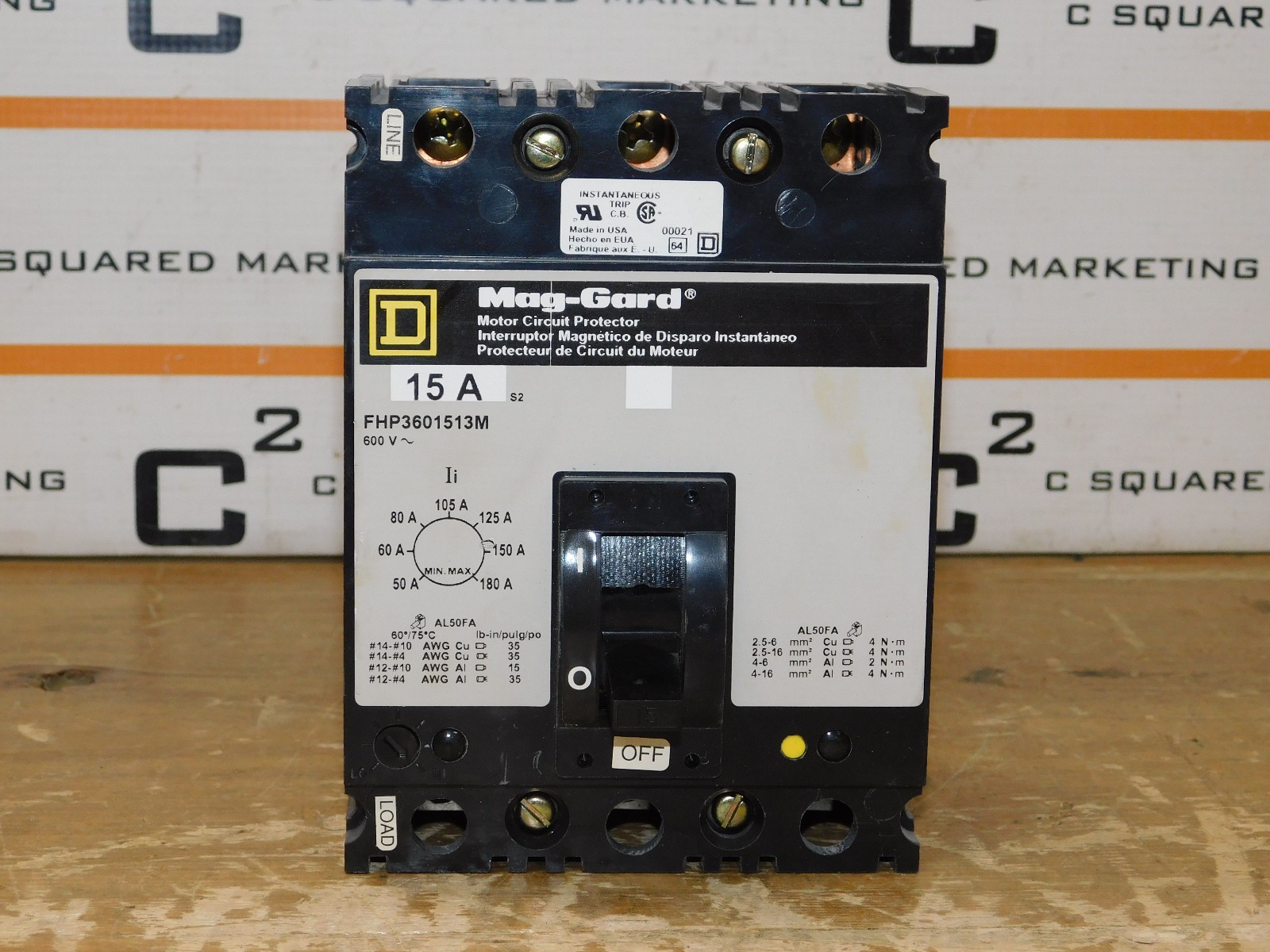 Square D FHP3601513M Mag Guard 15 Amp Motor Circuit Protector 15A used CSQ