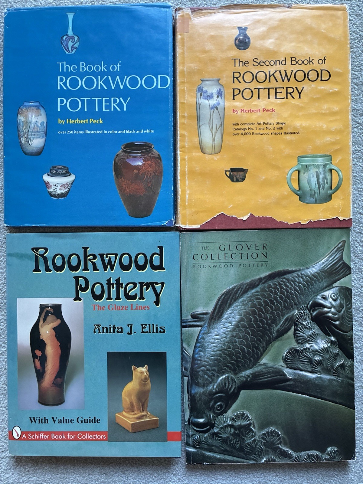 Lot 4 Rookwood Pottery Books, H. Peck I & 2; Anita Ellis; The Glover Collection